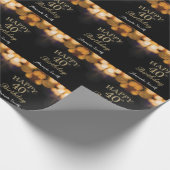 Papier Cadeau Joyeux 40e anniversaire Parties scintillant Noire (Coin)