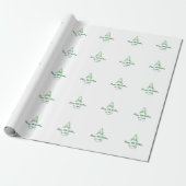 Papier Cadeau Joyeux 40e anniversaire vert ajouter nom monogramm (Déroulé)