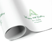 Papier Cadeau Joyeux 40e anniversaire vert ajouter nom monogramm (Coin rond)