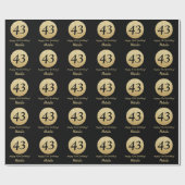 Papier Cadeau Joyeux 43e anniversaire Parties scintillant Noir e (Plat)
