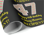 Papier Cadeau Joyeux 47e anniversaire & Joyeux Noël, Nom personn (Coin rond)
