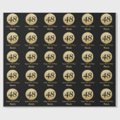 Papier Cadeau Joyeux 48e anniversaire Parties scintillant Noir e (Plat)