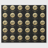 Papier Cadeau Joyeux 49e anniversaire Parties scintillant Noir e (Plat)