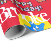 Papier Cadeau Joyeux 4 Anniversaire Ballons papier d'enveloppeme (Coin rond)