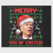 Papier Cadeau Joyeux 4 de Pâques drôle Joe Biden Noël (Plat)