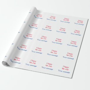Papier Cadeau Joyeux 4 juillet jour de l'indépendance nom texte