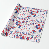 Papier Cadeau Joyeux 4 juillet Red Blue Cute Party (Déroulé)