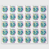 Papier Cadeau Joyeux 50e anniversaire (Plat)