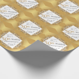 Papier Cadeau "Joyeux 50e Anniversaire" couleur or mat