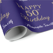 Papier Cadeau Joyeux 50e anniversaire de la Parties scintillant  (Coin rond)