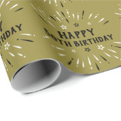 Papier Cadeau Joyeux 50e anniversaire feux d'artifice Gold Black (Coin rond)