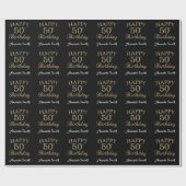 Papier Cadeau Joyeux 50e anniversaire Gold Parties scintillant W (Plat)