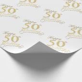 Papier Cadeau "Joyeux 50e anniversaire" Matte White (Coin)