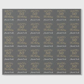 Papier Cadeau Joyeux 50e anniversaire Parties scintillant d'or e (Plat)