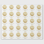 Papier Cadeau Joyeux 50e anniversaire Parties scintillant or et (Plat)