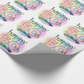 Papier Cadeau Joyeux 50e anniversaire (roze) (Coin)