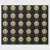 Papier Cadeau Joyeux 53e anniversaire Parties scintillant Noir e (Plat)