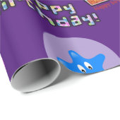 Papier Cadeau Joyeux 5 Anniversaire Ballons papier d'enveloppeme (Coin rond)