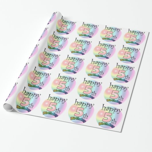 Papier Cadeau Joyeux 5e anniversaire (roze) (Déroulé)