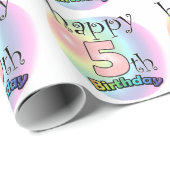 Papier Cadeau Joyeux 5e anniversaire (roze) (Coin rond)