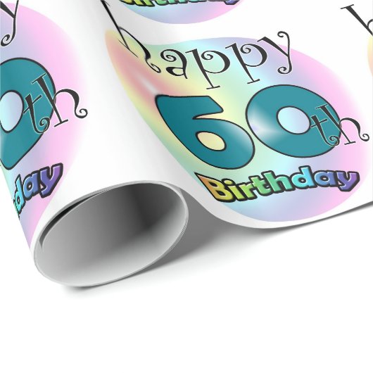 Papier Cadeau Joyeux 60e anniversaire (Coin rond)