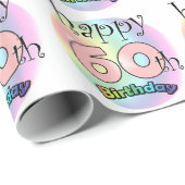 Papier Cadeau Joyeux 60e anniversaire (roze) (Coin rond)