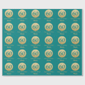 Papier Cadeau Joyeux 60e anniversaire Turquoise et Parties scint (Plat)