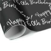 Papier Cadeau Joyeux 60ème anniversaire en noir (Coin rond)