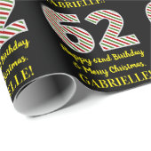 Papier Cadeau Joyeux 62e anniversaire & Joyeux Noël, Nom personn (Coin rond)