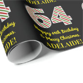 Papier Cadeau Joyeux 64e anniversaire & Joyeux Noël, Nom personn (Coin rond)