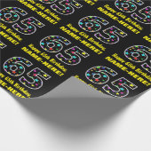 Papier Cadeau Joyeux 65e anniversaire, Fun Colorful Stars Motif  (Coin)