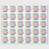 Papier Cadeau Joyeux 65ème anniversaire (roze) (Plat)