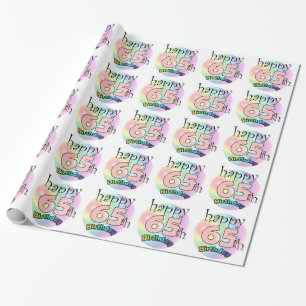 Papier Cadeau Joyeux 65ème anniversaire (roze)
