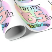 Papier Cadeau Joyeux 65ème anniversaire (roze) (Coin rond)