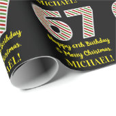 Papier Cadeau Joyeux 67e anniversaire & Joyeux Noël, Nom personn (Coin rond)