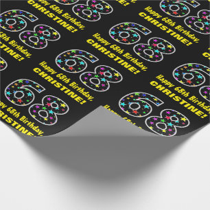 Papier Cadeau Joyeux 68e anniversaire, Fun Colorful Stars Motif 