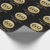 Papier Cadeau Joyeux 69e anniversaire Parties scintillant Noir e (Coin)