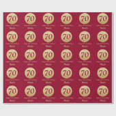 Papier Cadeau Joyeux 70e anniversaire Bourgogne Parties scintill (Plat)