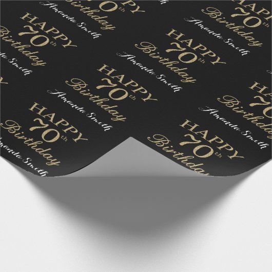 Papier Cadeau Joyeux 70e anniversaire Gold Parties scintillant W (Coin)