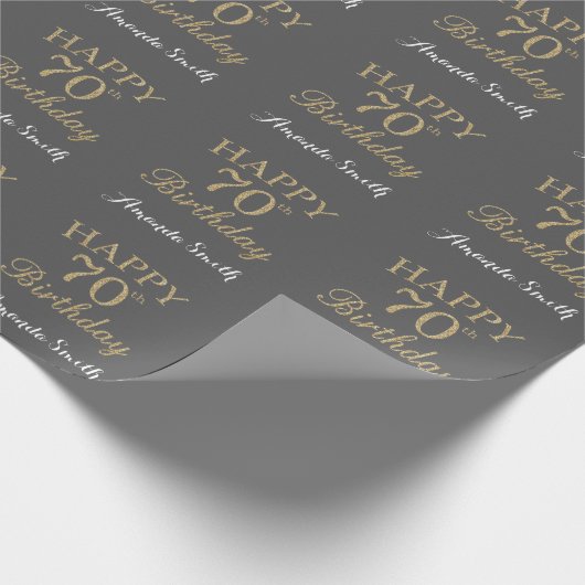 Papier Cadeau Joyeux 70e anniversaire Parties scintillant d'or e (Coin)