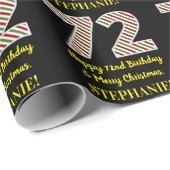 Papier Cadeau Joyeux 72e anniversaire & Joyeux Noël, Nom personn (Coin rond)