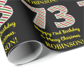 Papier Cadeau Joyeux 73e anniversaire & Joyeux Noël, Nom personn (Coin rond)