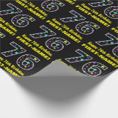 Papier Cadeau Joyeux 76e anniversaire, Fun Colorful Stars Motif (Coin)