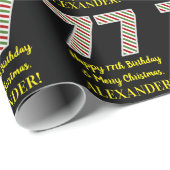 Papier Cadeau Joyeux 77e anniversaire & Joyeux Noël, Nom personn (Coin rond)