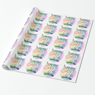 Papier Cadeau Joyeux 7e anniversaire (roze)
