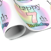 Papier Cadeau Joyeux 7e anniversaire (roze) (Coin rond)