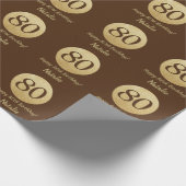 Papier Cadeau Joyeux 80e anniversaire Brown et Parties scintilla (Coin)