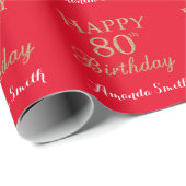 Papier Cadeau Joyeux 80e anniversaire de la Parties scintillant (Coin rond)