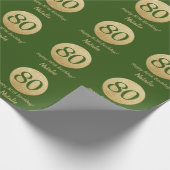 Papier Cadeau Joyeux 80e anniversaire Parties scintillant verte  (Coin)
