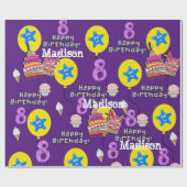 Papier Cadeau Joyeux 8 Ans Ballons papier d'enveloppement #8 (Plat)